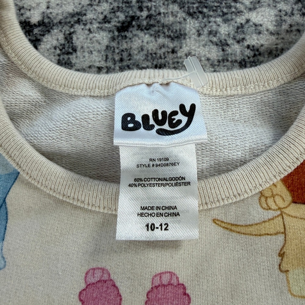 Bluey Character Print Skater Dress Kids Size 10-12 Cream Short Sleeve Bingo Coco - Picture 7 of 9